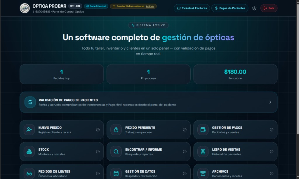 Control de Taller, Montajes y Laboratorio Óptico