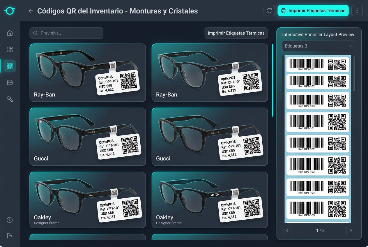 Etiquetas QR de Inventario para Monturas y Cristales